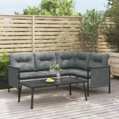 vidaXL - Tuintafel - Antraciet - Staal - 110x55x35 cm