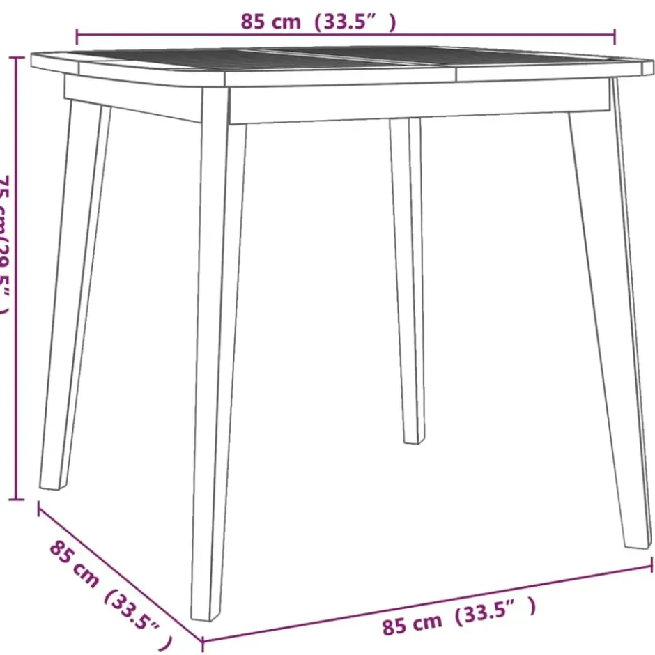 vidaXL - Tuintafel - Bruin - Massief acaciahout - 85 x 85 x 75 cm
