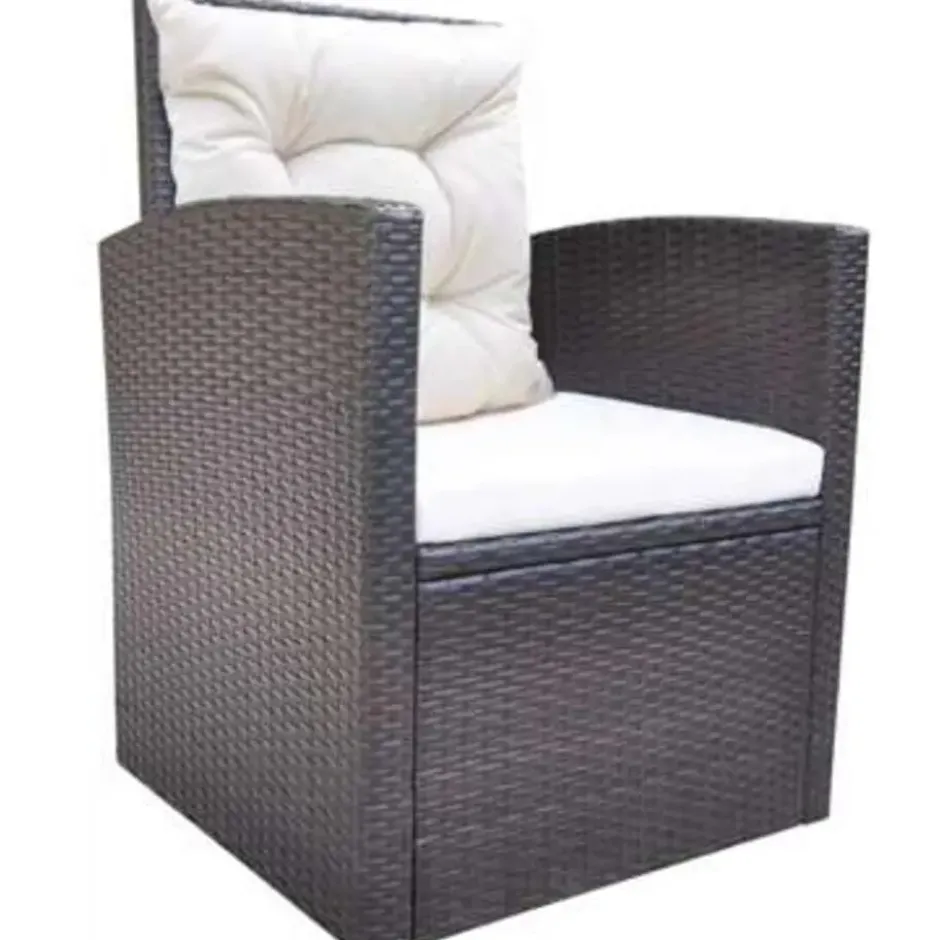 vidaXL - Tuintafel En Stoel - Bruin - Poly rattan
