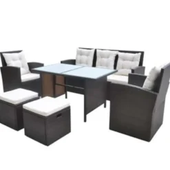 vidaXL - Tuintafel En Stoel - Bruin - Poly rattan