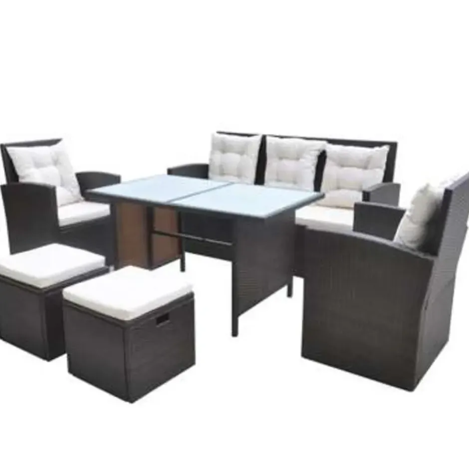 vidaXL - Tuintafel En Stoel - Bruin - Poly rattan