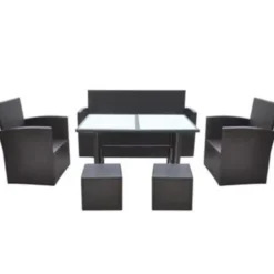vidaXL - Tuintafel En Stoel - Bruin - Poly rattan