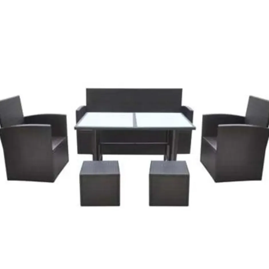 vidaXL - Tuintafel En Stoel - Bruin - Poly rattan