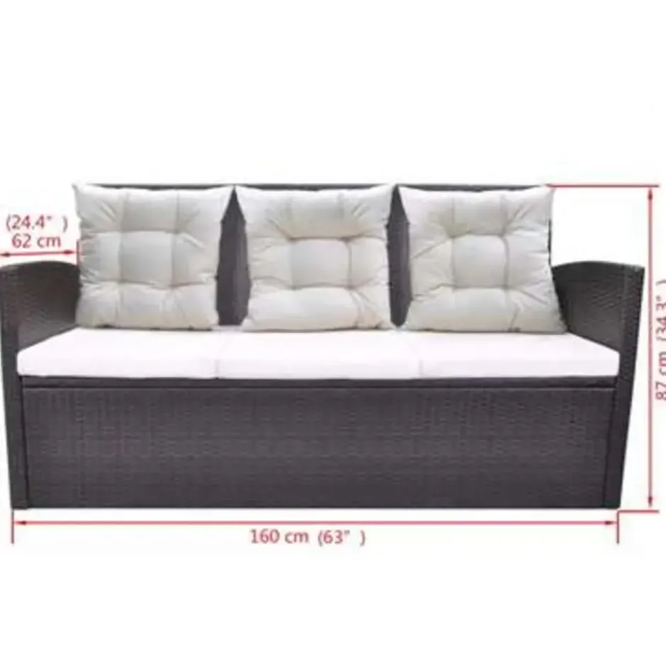 vidaXL - Tuintafel En Stoel - Bruin - Poly rattan