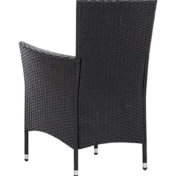 vidaXL - Tuintafel En Stoel - Zwart - Poly rattan - 190 cm tafellengte