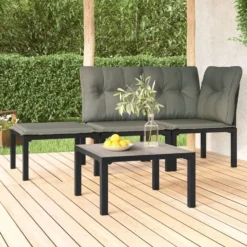 vidaXL - Tuintafel - Grijs - DPC en staal - 55 x 55 x 31 cm