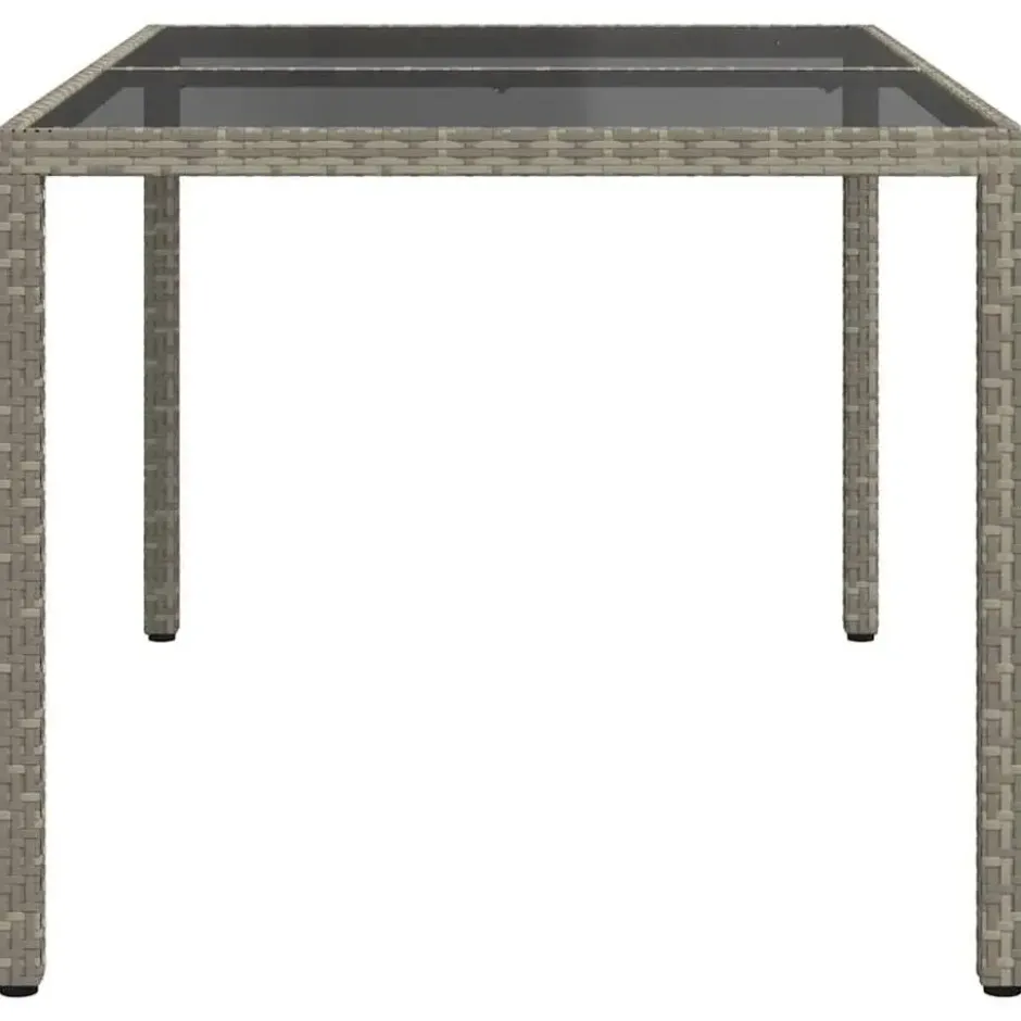 vidaXL - Tuintafel - Grijs - Gehard glas en poly rattan - 150 x 90 x 75 cm