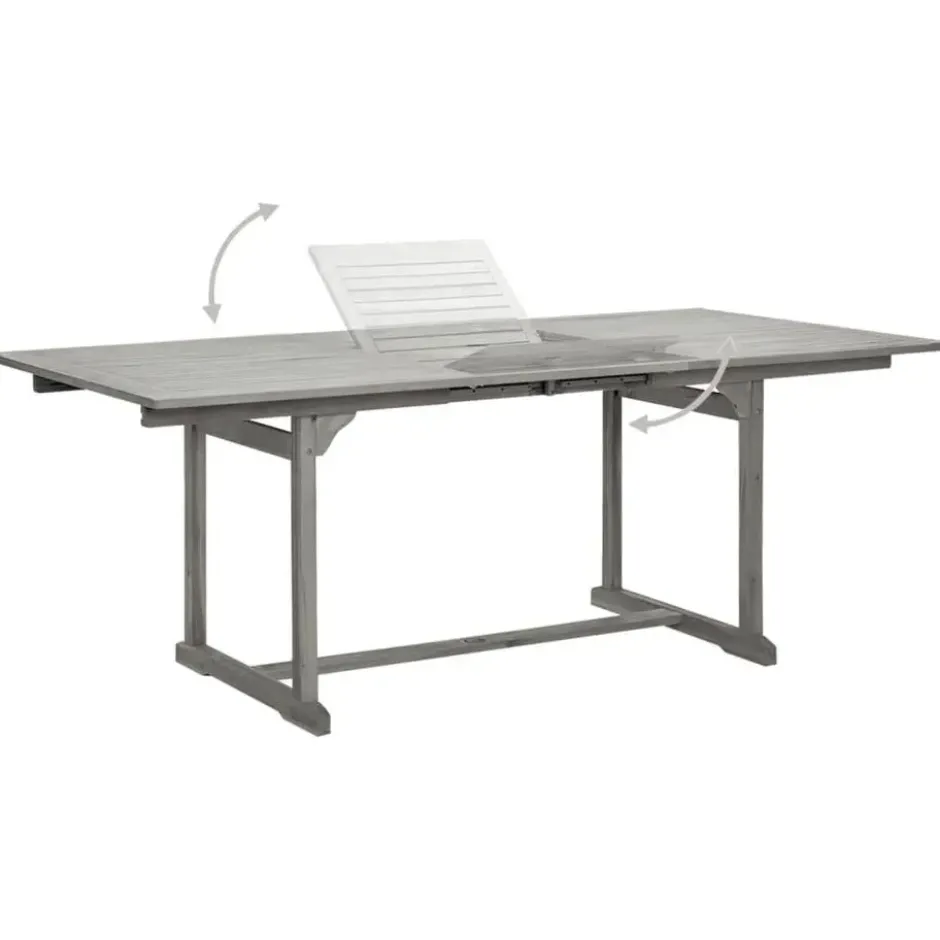 vidaXL - Tuintafel - Grijs - Massief acaciahout - (150-200)x100x75 cm