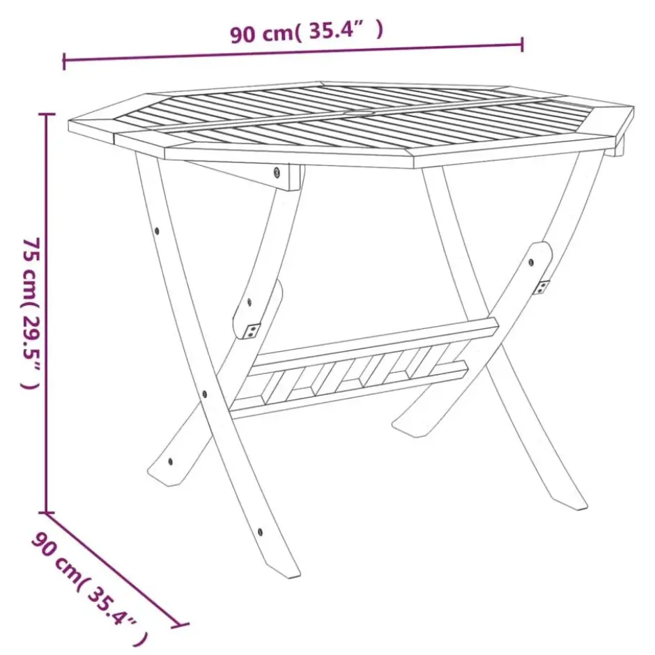 vidaXL - Tuintafel inklapbaar - Bruin - Massief acaciahout - Ø 90 x 75 cm