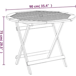 vidaXL - Tuintafel inklapbaar - Bruin - Acaciahout - Ø 90 x 75 cm