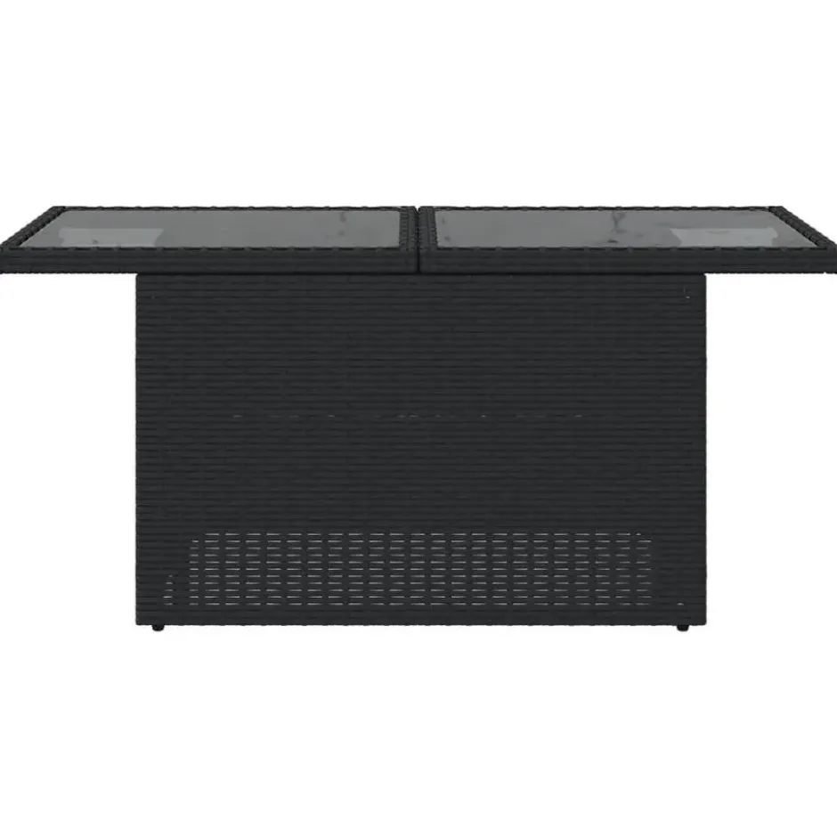 vidaXL - Tuintafel met glazen blad - Zwart - Poly rattan - 100 x 55 x 73 cm