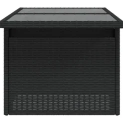 vidaXL - Tuintafel met glazen blad - Zwart - Poly rattan - 100 x 55 x 73 cm