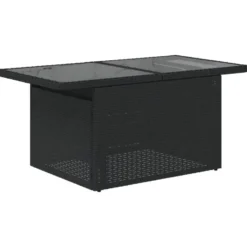 vidaXL - Tuintafel met glazen blad - Zwart - Poly rattan - 100 x 55 x 73 cm