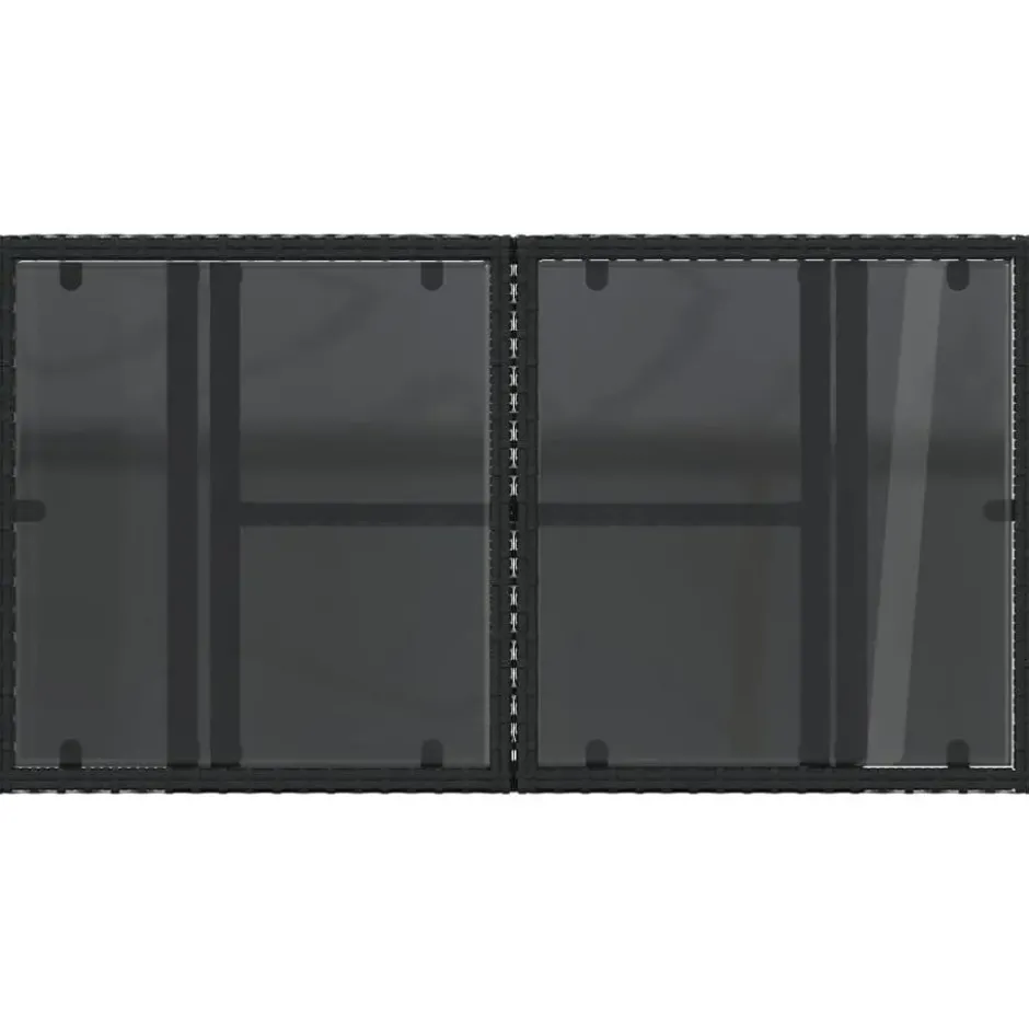 vidaXL - Tuintafel met glazen blad - Zwart - Poly rattan - 100 x 55 x 73 cm