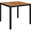 vidaXL - Tuintafel Met Houten Blad - Zwart - Poly rattan - 90 x 90 x 75 cm