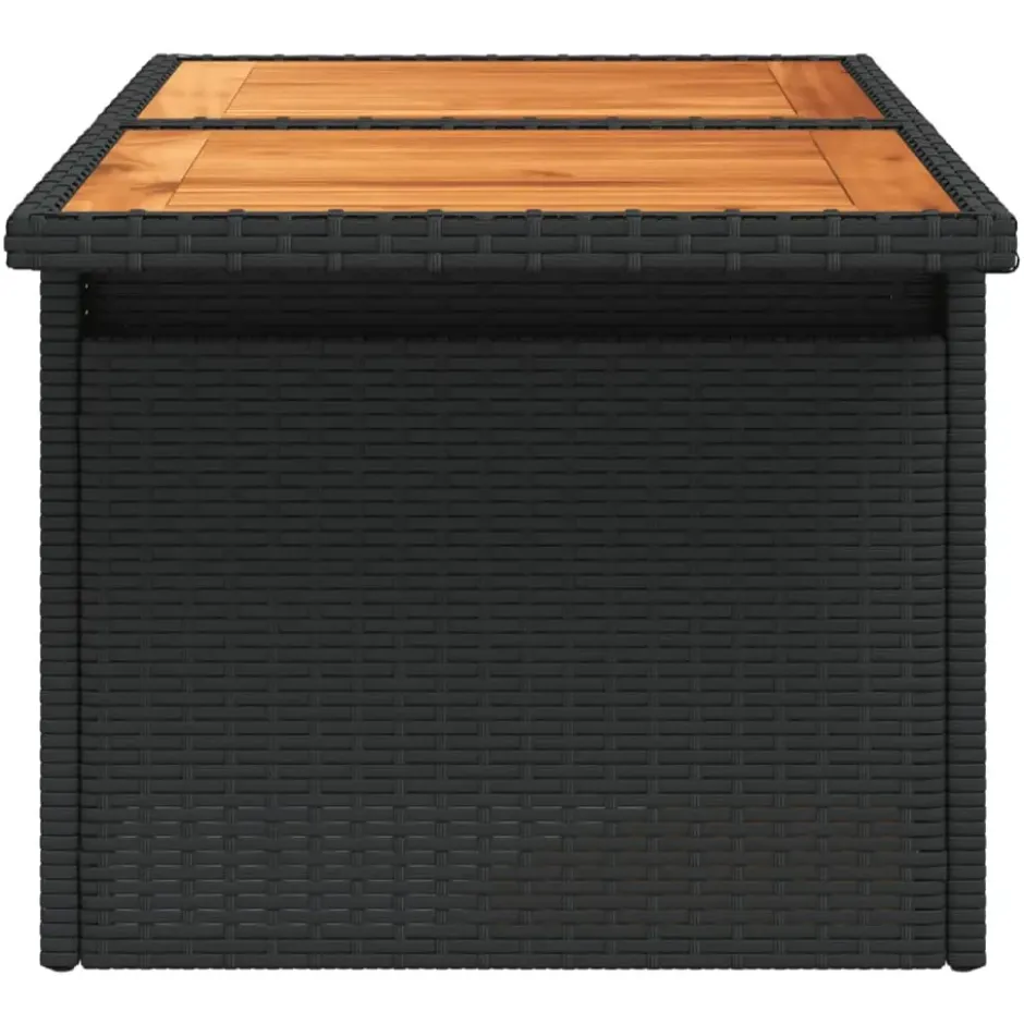 vidaXL - Tuintafel - Zwart - Poly rattan en acaciahout - 100x55x73 cm