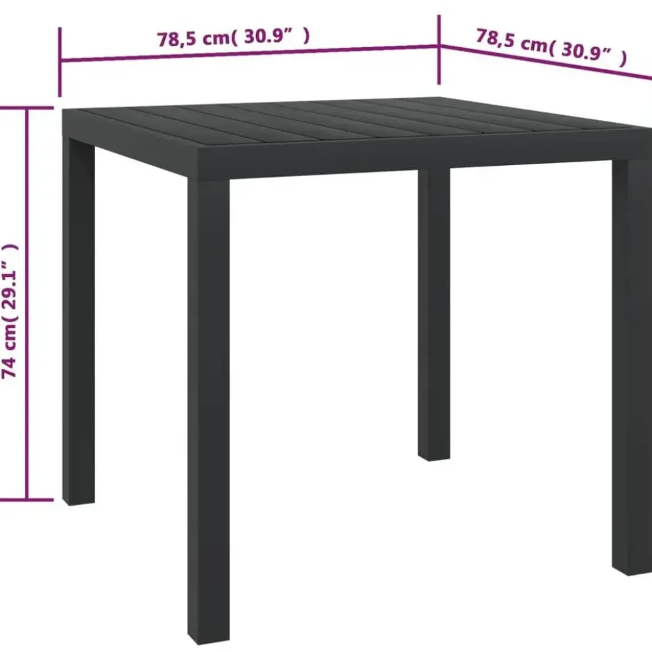 vidaXL - Tuintafel - Zwart - WPC - 80 x 80 x 74 cm