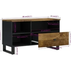 vidaXL - Tv-meubel - Bruin - Mangohout en bewerkt hout - 80 x 33 x 46 cm