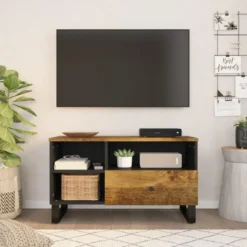 vidaXL - Tv-meubel - Bruin - Mangohout en bewerkt hout - 80 x 33 x 46 cm