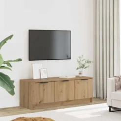 vidaXL - TV-meubel met 3 deuren - Artisanaal eiken - 102x35x36.5 cm