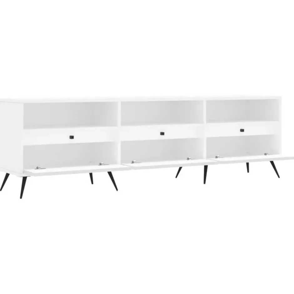 vidaXL - TV-meubel met 3 deuren en 3 vakken - Wit - Hout - 150x30x44.5 cm