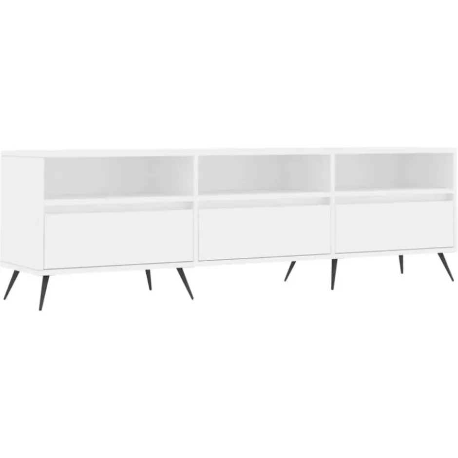 vidaXL - TV-meubel met 3 deuren en 3 vakken - Wit - Hout - 150x30x44.5 cm