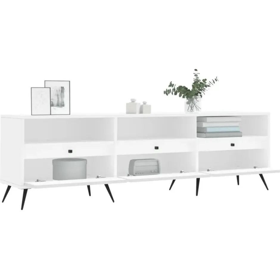 vidaXL - TV-meubel met 3 deuren en 3 vakken - Wit - Hout - 150x30x44.5 cm