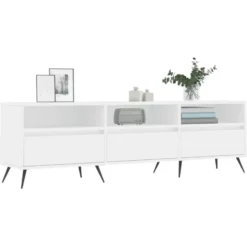 vidaXL - TV-meubel met 3 deuren en 3 vakken - Wit - Hout - 150x30x44.5 cm