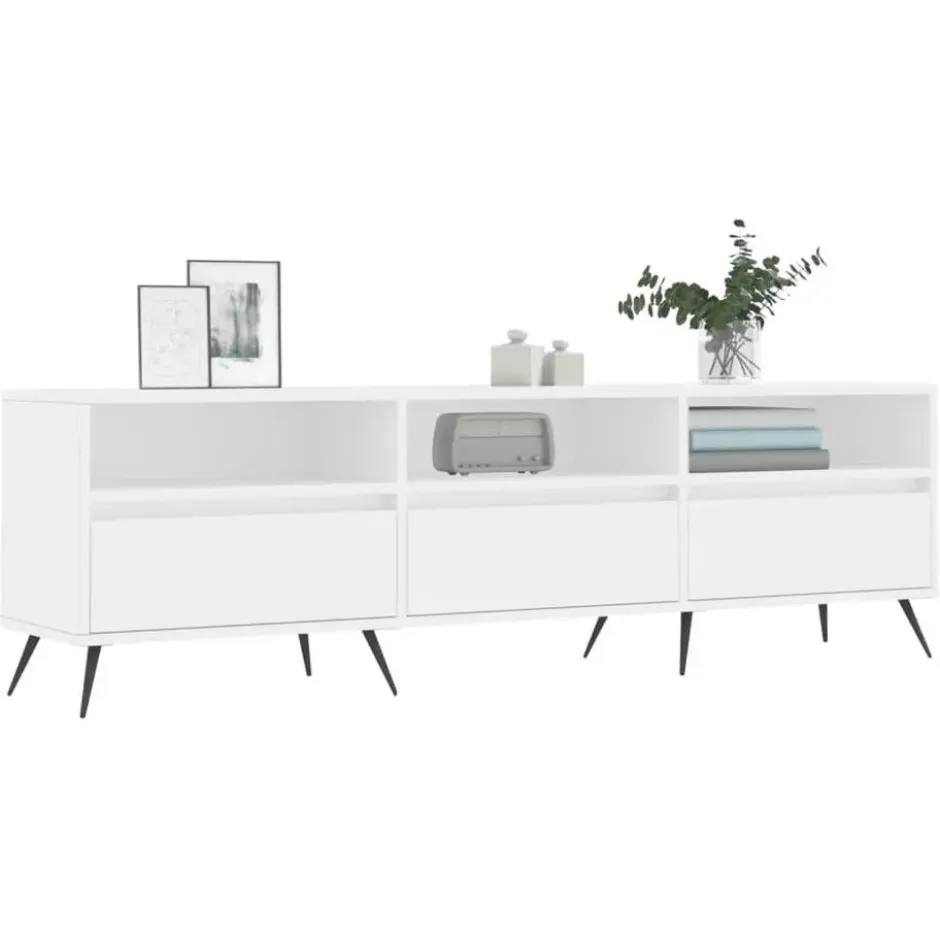vidaXL - TV-meubel met 3 deuren en 3 vakken - Wit - Hout - 150x30x44.5 cm