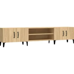 vidaXL - TV-meubel met deuren - Sonoma eiken - Hout en metaal -180x31.5x40 cm