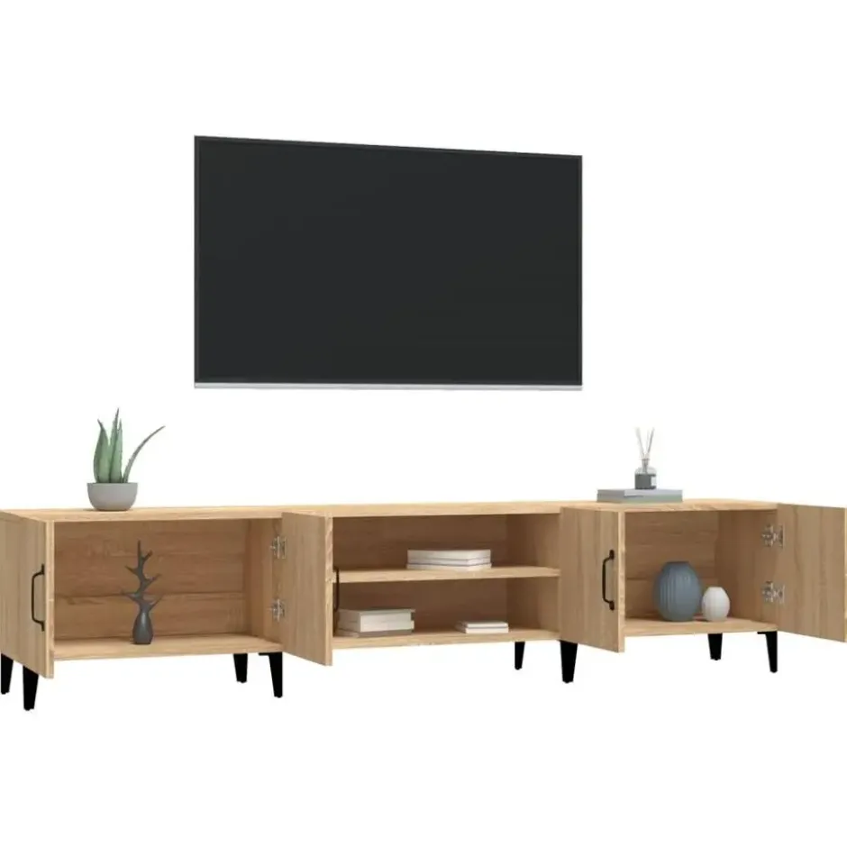 vidaXL - TV-meubel met deuren - Sonoma eiken - Hout en metaal -180x31.5x40 cm