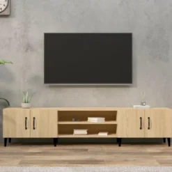 vidaXL - TV-meubel met deuren - Sonoma eiken - Hout en metaal -180x31.5x40 cm