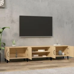 vidaXL - TV-meubel met deuren - Sonoma eiken - Hout en metaal -180x31.5x40 cm
