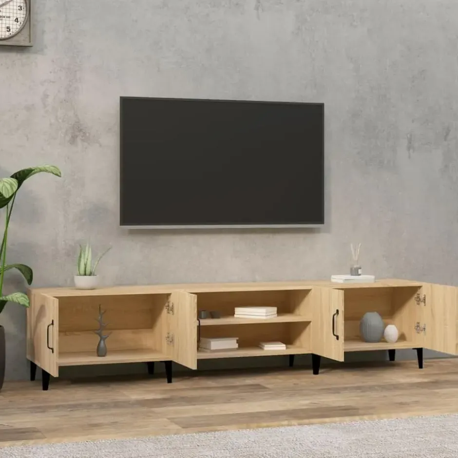 vidaXL - TV-meubel met deuren - Sonoma eiken - Hout en metaal -180x31.5x40 cm