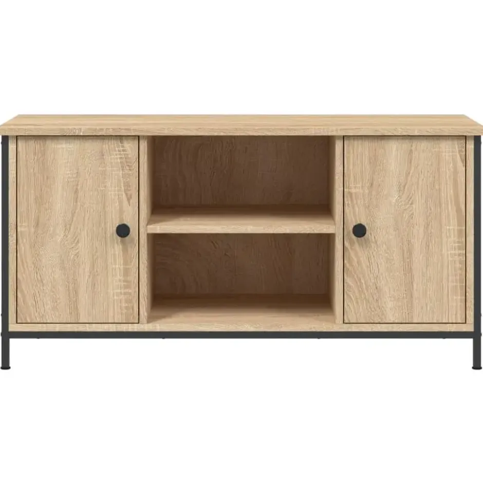 vidaXL - TV-meubel met 2 deuren 2 vakken - Sonoma eiken - Hout - 100x40x50 cm