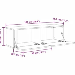 vidaXL - TV-meubel met 2 deuren - Zwart eiken - Hout - 100x30x30 cm - 2 stuks
