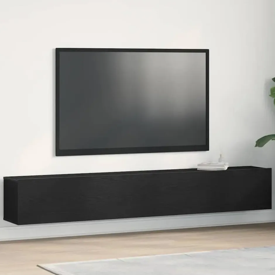 vidaXL - TV-meubel met 2 deuren - Zwart eiken - Hout - 100x30x30 cm - 2 stuks