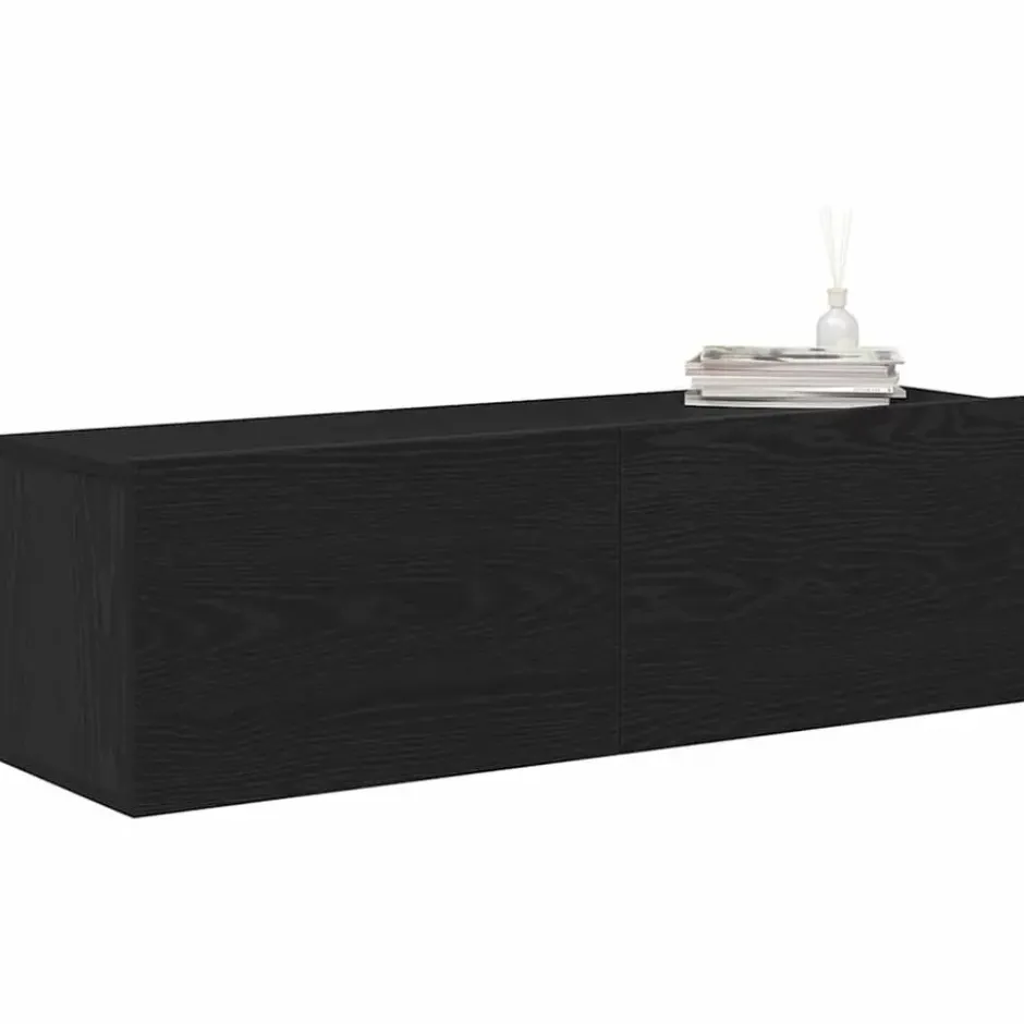 vidaXL - TV-meubel met 2 deuren - Zwart eiken - Hout - 100x30x30 cm - 2 stuks