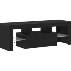 vidaXL - TV-meubel met glas legplank en deur - Zwart eiken - 120x35x40 cm