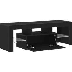 vidaXL - TV-meubel met glas legplank en deur - Zwart eiken - 120x35x40 cm