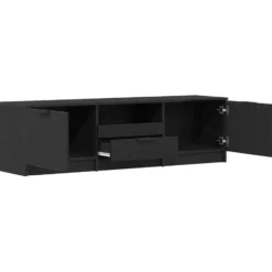 vidaXL - TV-meubel met lade en 2 deuren - Zwart eiken - Hout - 140x35x40 cm