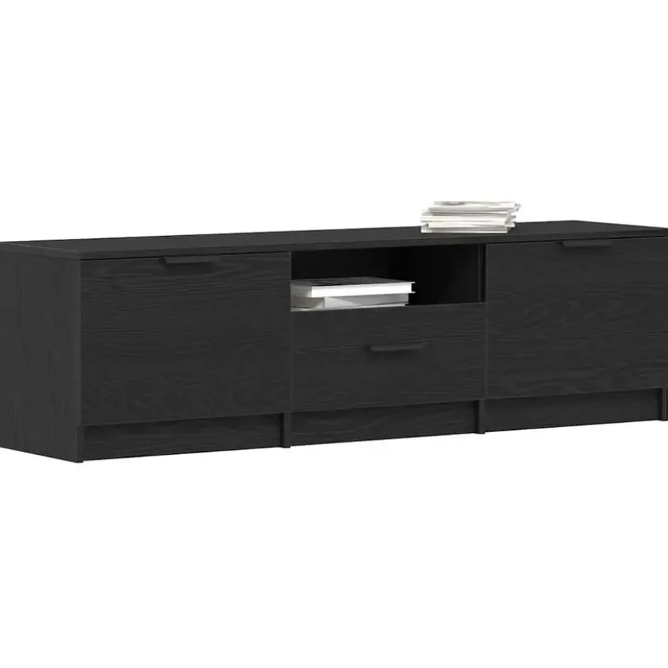 vidaXL - TV-meubel met lade en 2 deuren - Zwart eiken - Hout - 140x35x40 cm