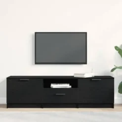 vidaXL - TV-meubel met lade en 2 deuren - Zwart eiken - Hout - 140x35x40 cm