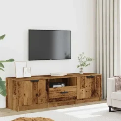 vidaXL - TV-meubel met 1 lade en 2 deuren - Oud hout - 140x35x40 cm