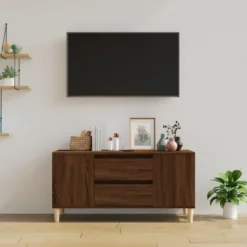 vidaXL - TV-meubel met 2 lades - Bruin eiken - Hout - 102x44.5x50 cm