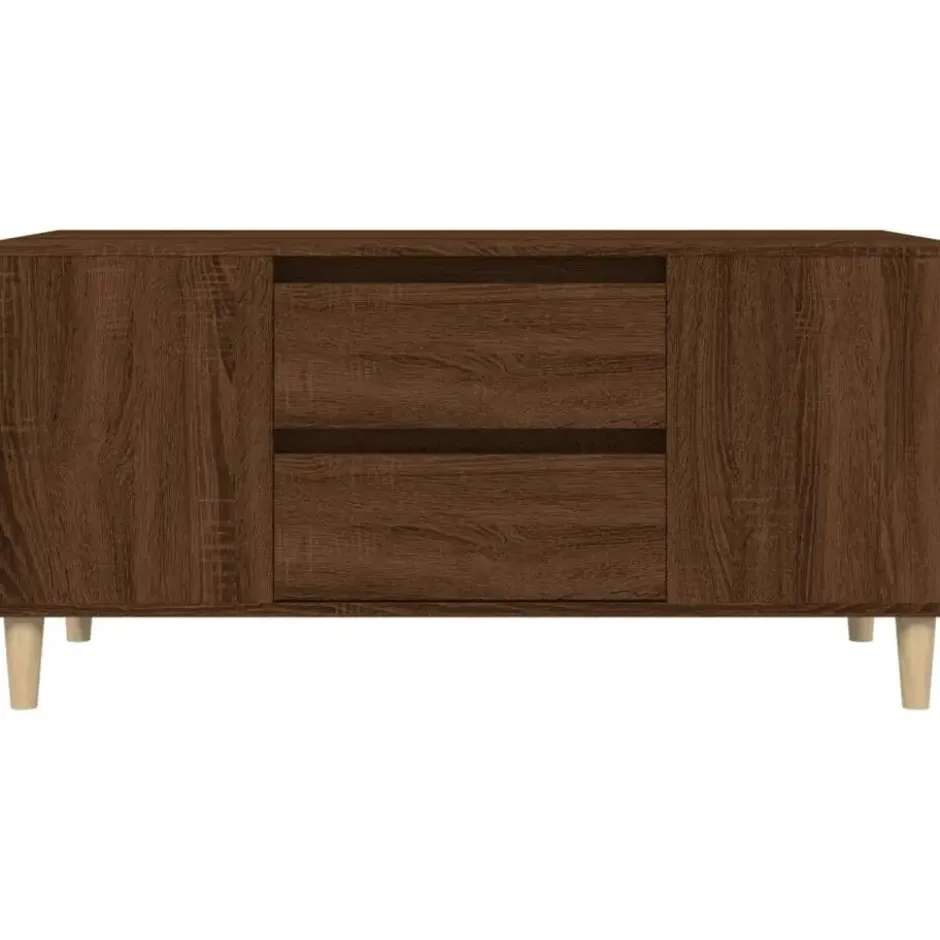 vidaXL - TV-meubel met 2 lades - Bruin eiken - Hout - 102x44.5x50 cm