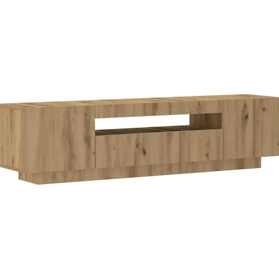 vidaXL - TV-meubel met LED en 3 deuren - Artisanaal eiken - 160x35x40 cm