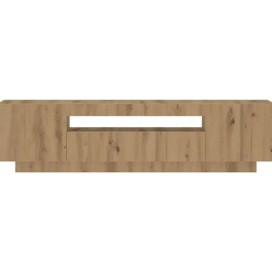 vidaXL - TV-meubel met LED en 3 deuren - Artisanaal eiken - 160x35x40 cm