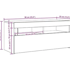 vidaXL - TV-meubel met LED en 2 vakken - Artisanaal eiken - 90x35x40 cm