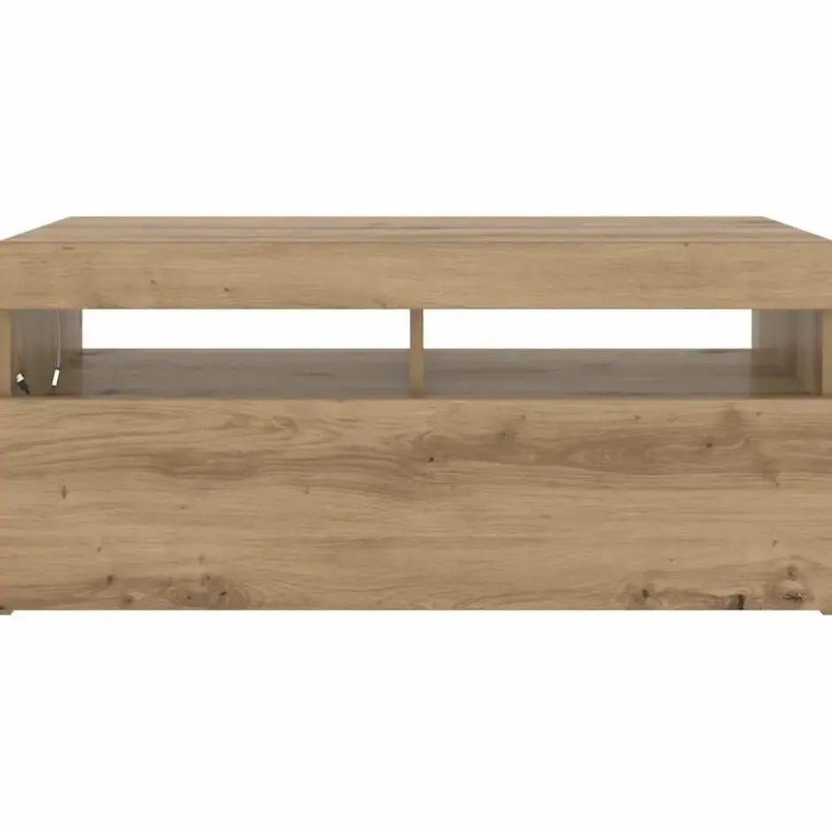 vidaXL - TV-meubel met LED en 2 vakken - Artisanaal eiken - 90x35x40 cm